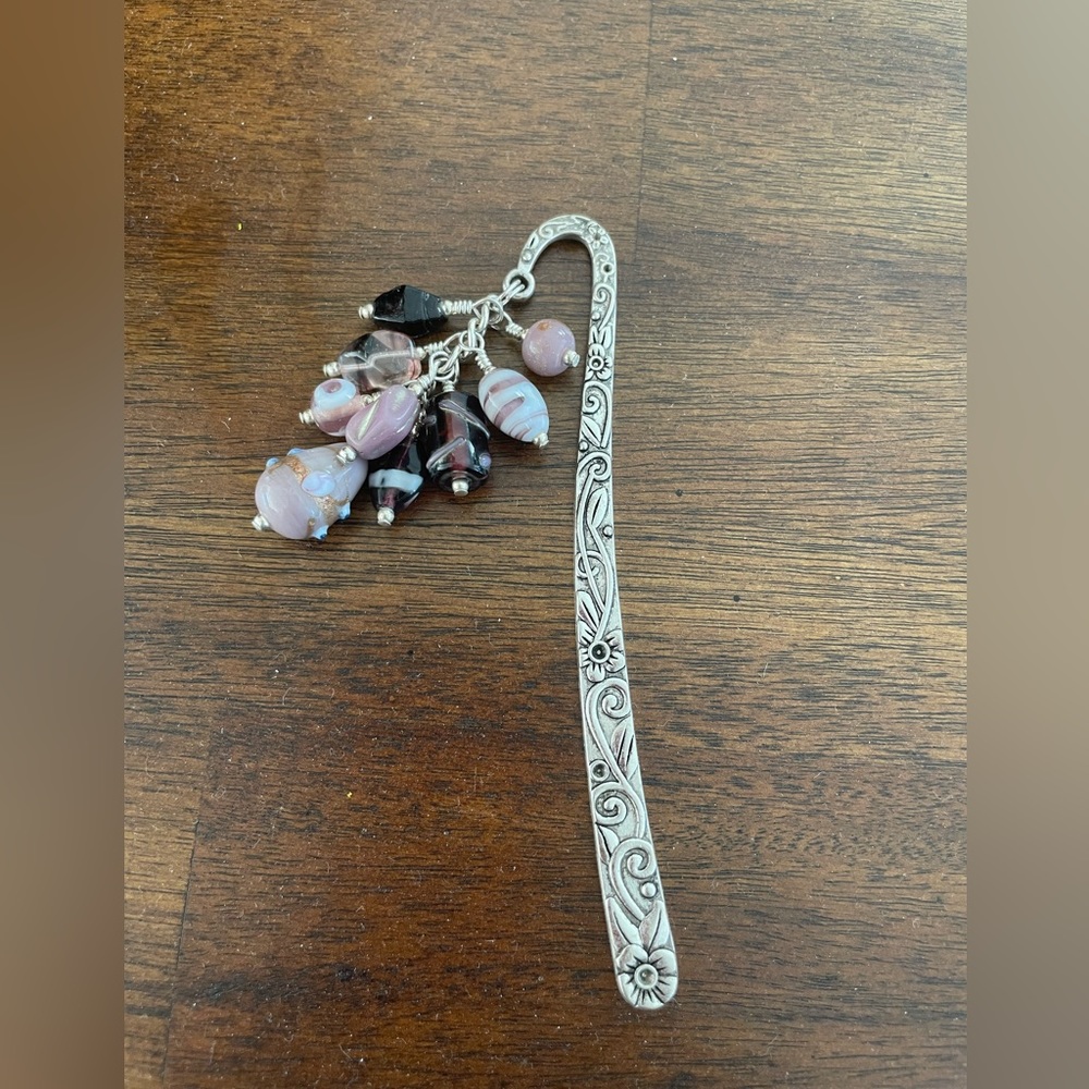 Handmade Purple Bead Grape Bookmark with Silver Tone Hook - ideal Gift